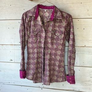 Cinch, pearl snap, XS, Purple geoprint, western shirt